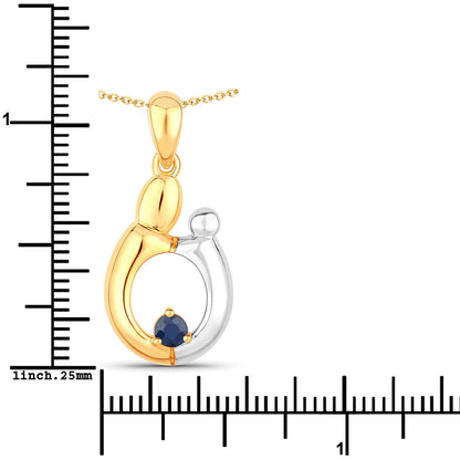 Colgante de plata de ley .925 con zafiro azul auténtico de 0.19 quilates