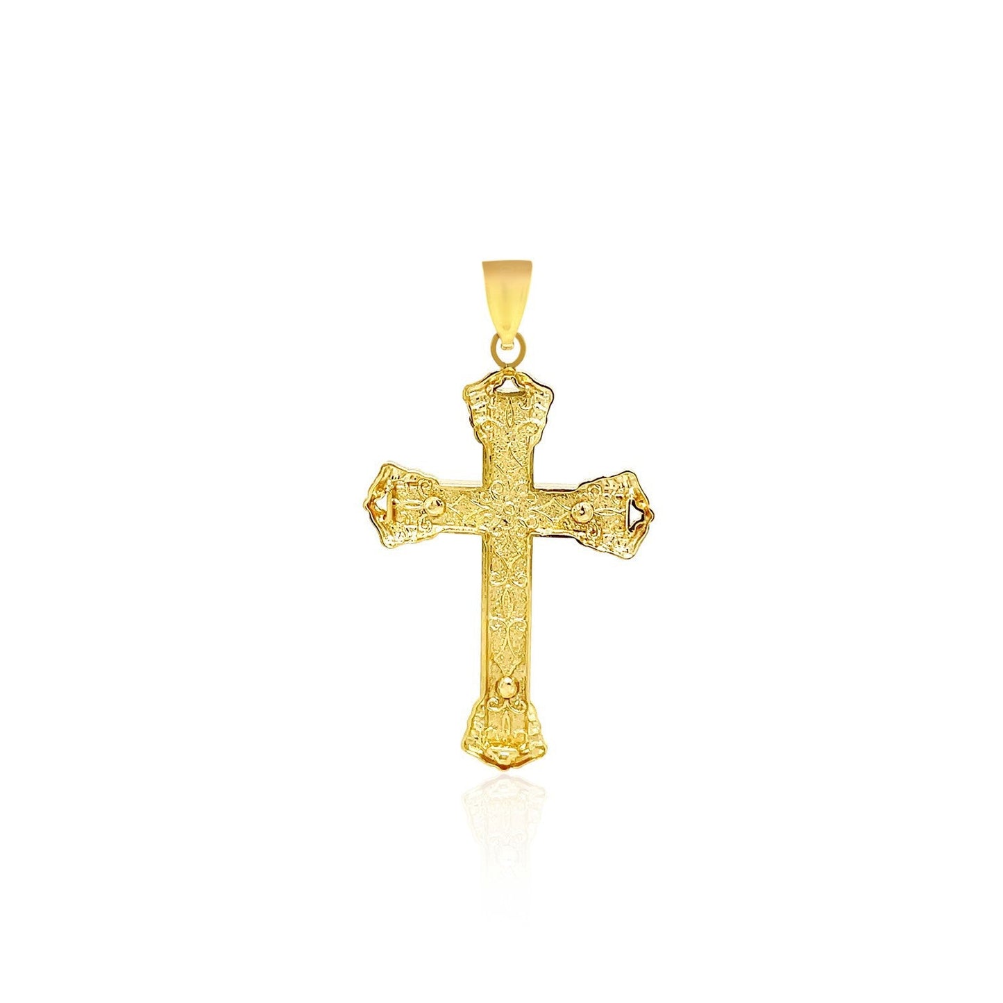 Colgante de cruz de ónix negro de oro amarillo de 14k