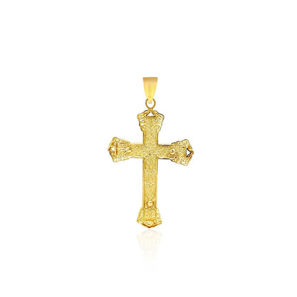 Colgante de cruz de ónix negro de oro amarillo de 14k