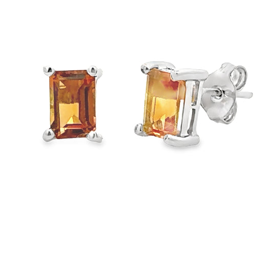 Pendientes de citrino de 1,05 ct de oro blanco de 10 qt