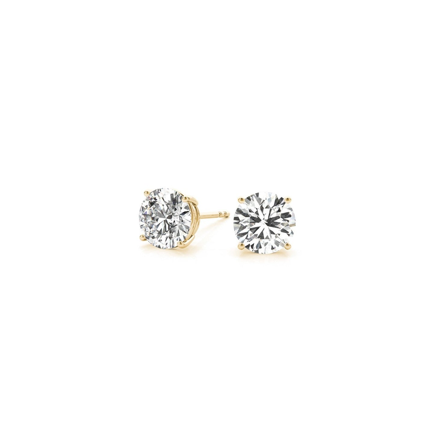 Aretes de oro amarillo de 14k con diamantes redondos cultivados en laboratorio IGI certificados de 1 1/2 cttw (G/VS2)