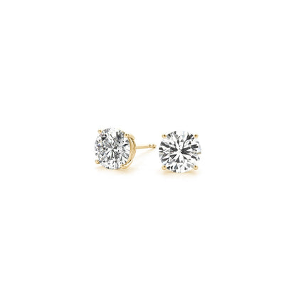 Aretes de oro amarillo de 14k con diamantes redondos cultivados en laboratorio IGI certificados de 1 1/2 cttw (G/VS2)