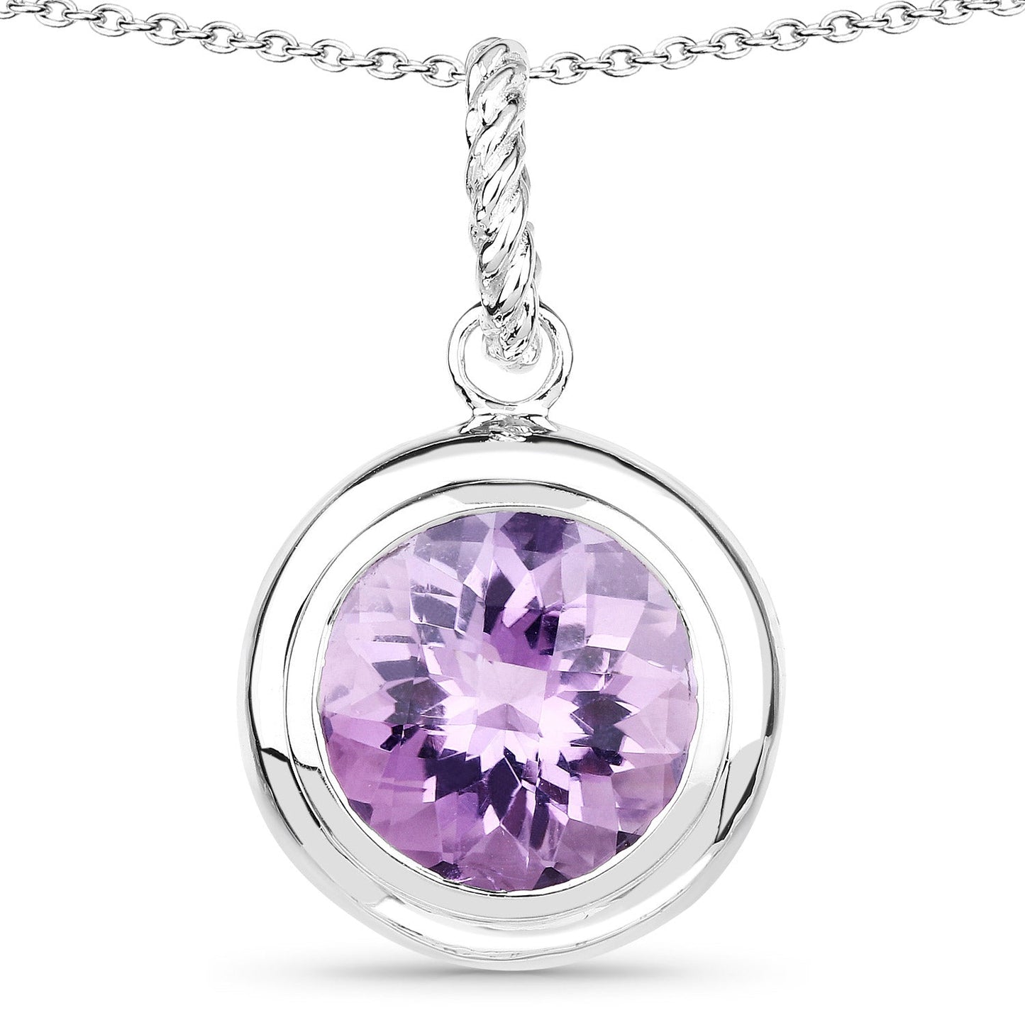 Colgante de plata de ley .925 con amatista genuina de 8.00 quilates