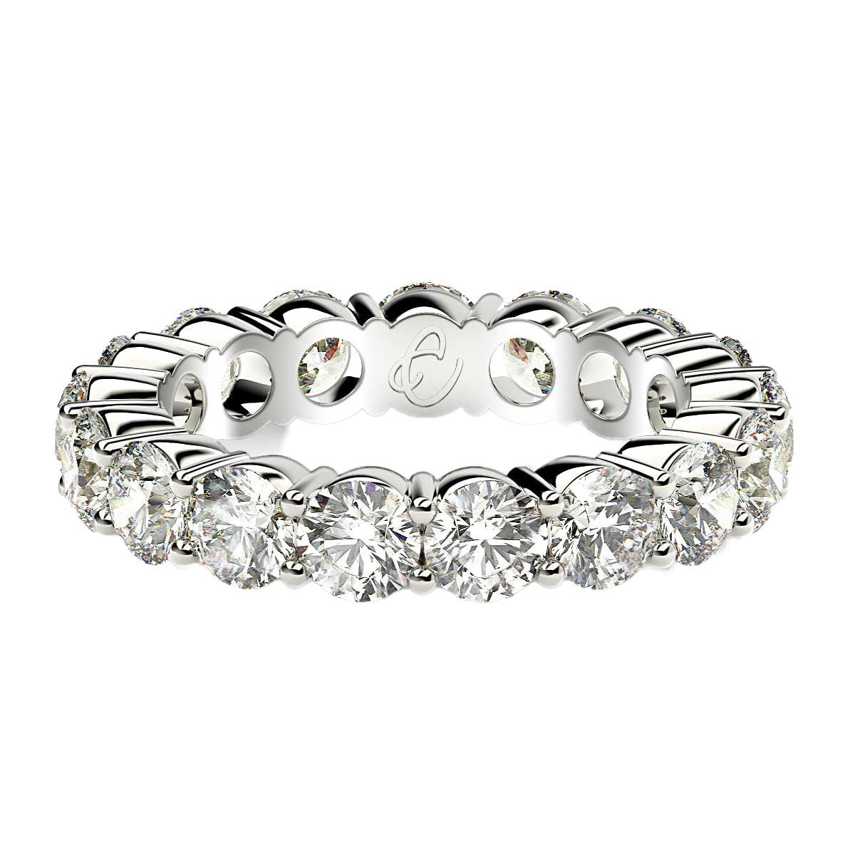 Anillo de Eternidad con Diamantes Redondos Cultivados en Laboratorio de Oro Blanco de 14k (3 quilates, FG/VS2)