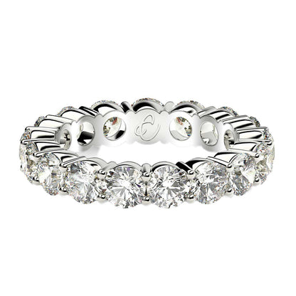 Anillo de Eternidad con Diamantes Redondos Cultivados en Laboratorio de Oro Blanco de 14k (3 quilates, FG/VS2)