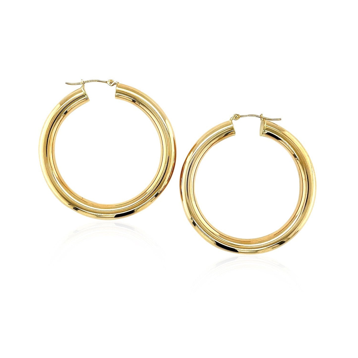 Pendientes de aro pulidos de oro amarillo de 14 quilates (40 mm)