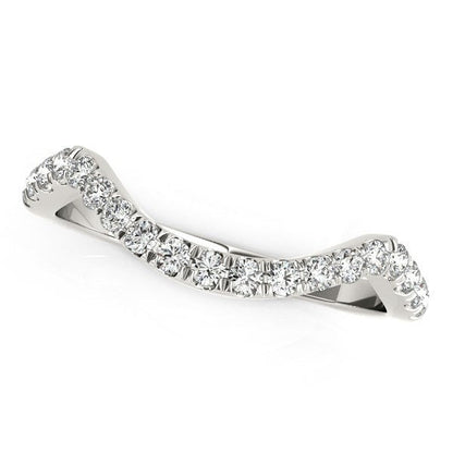 Alianza de boda de diamantes pavé estilo curvo moderno de oro blanco de 14k (1/5 qt)