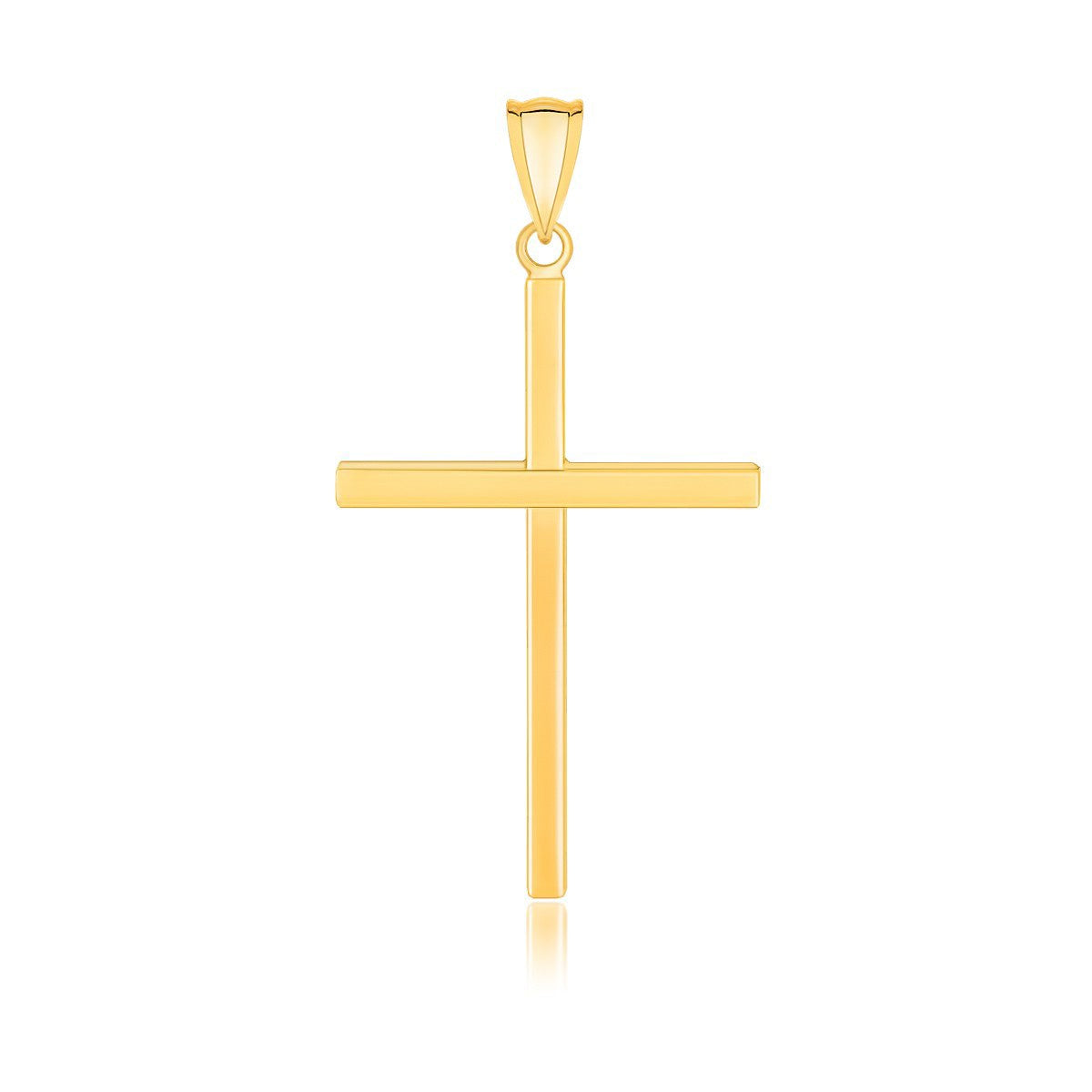 Colgante de cruz plana pulida de oro amarillo de 14k