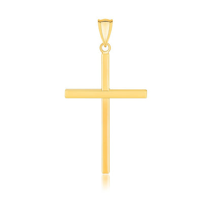 Colgante de cruz plana pulida de oro amarillo de 14k