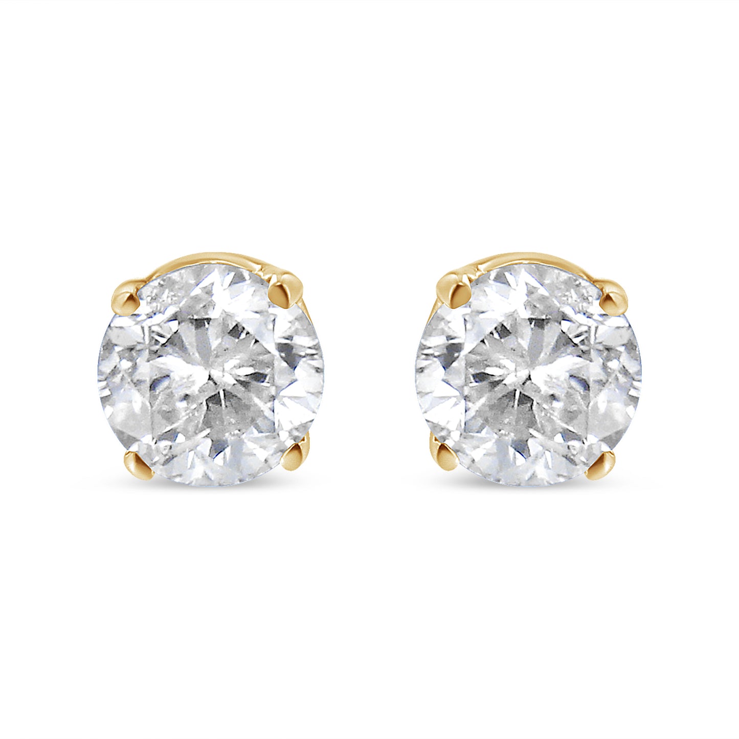 Pendientes de solitario con diamantes redondos de oro amarillo de 14K, 1/2 quilate en total (color O-P, claridad SI2-I1)