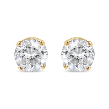 Pendientes de solitario con diamantes redondos de oro amarillo de 14K, 1/2 quilate en total (color O-P, claridad SI2-I1)