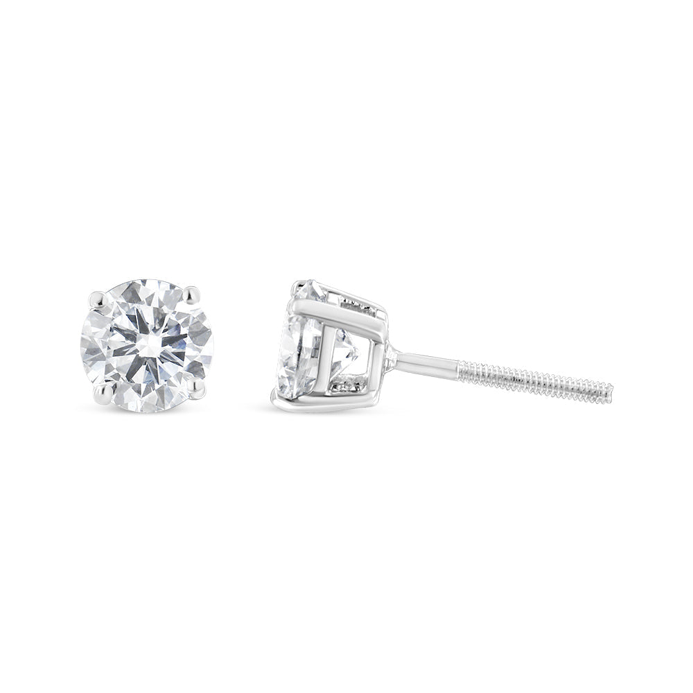 Pendientes de solitario con diamantes en oro blanco de 14k (1.5 quilates en total, color H-I, claridad SI1-SI2)