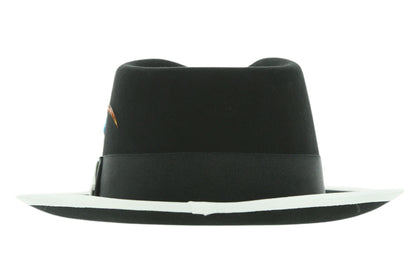 Ferrecci Jacob Trilby Soft 100% Australian Wool Felt Body With Removable Feather Black White Hat Great for Travel