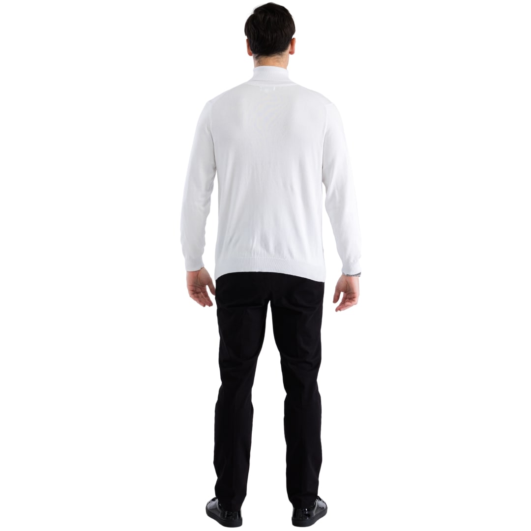 Mens White Pullover Turtleneck Sweater