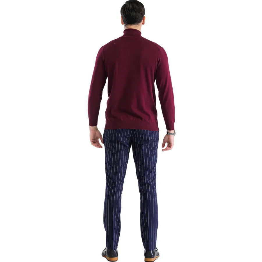 Mens Burgundy Pullover Turtleneck Sweater