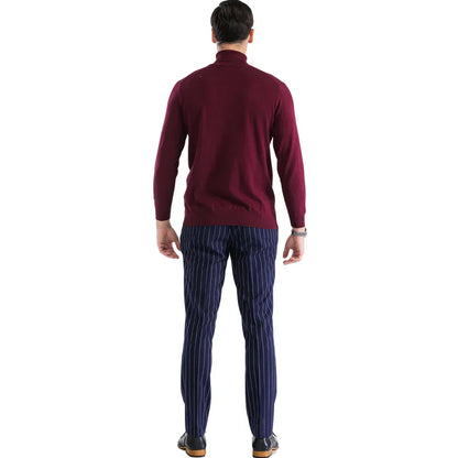 Mens Burgundy Pullover Turtleneck Sweater