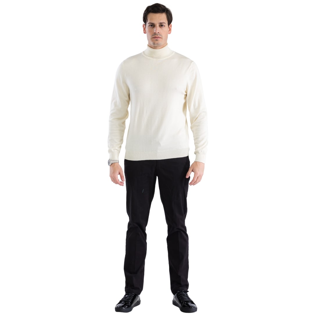 Mens Off-white Pullover Turtleneck Sweater