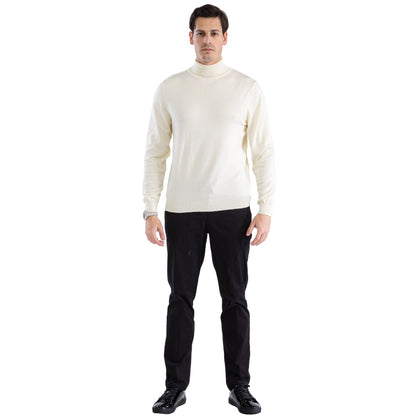 Mens Off-white Pullover Turtleneck Sweater