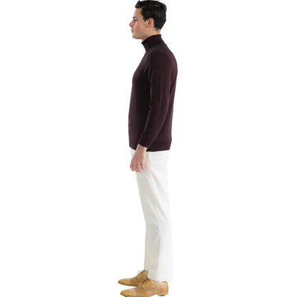 Mens Brown Pullover Turtleneck Sweater