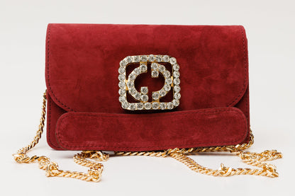 The California Burgundy Suede Leather Handbag