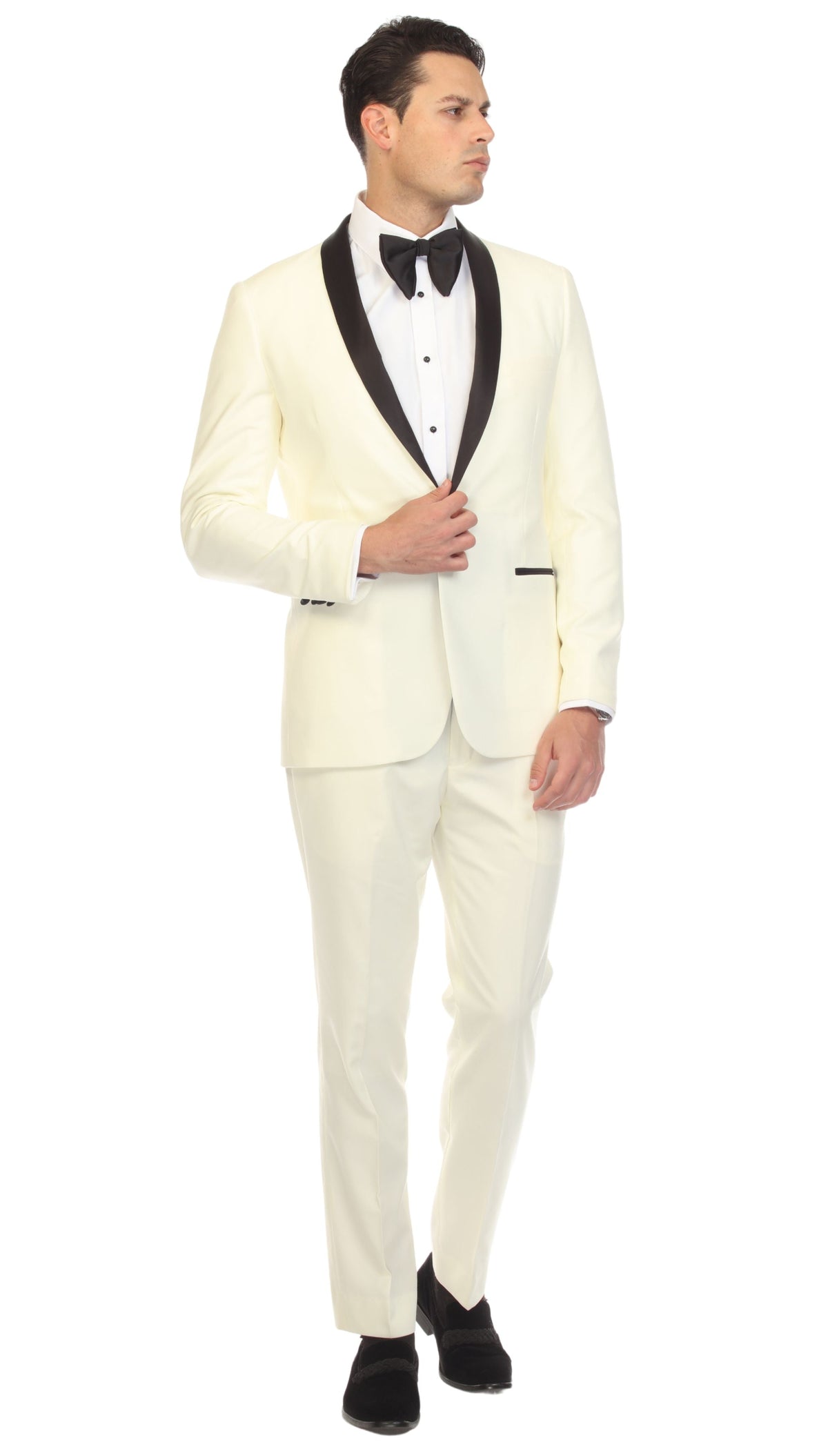 Men's Off-White Shawl Lapel Tuxedo – Slim Fit 2 Piece Suit | Ferrecci Reno