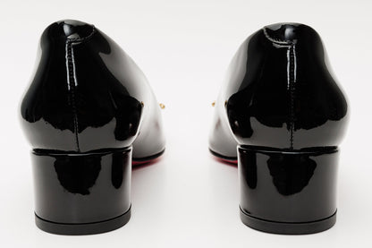 The Foggia Black Leather Block Heel Pump Women Shoe