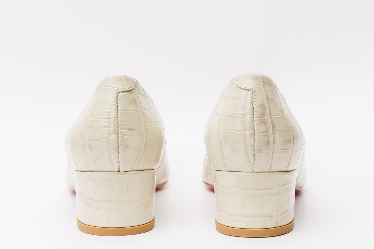 The Foggia Cream Leather Block Heel Pump Women Shoe