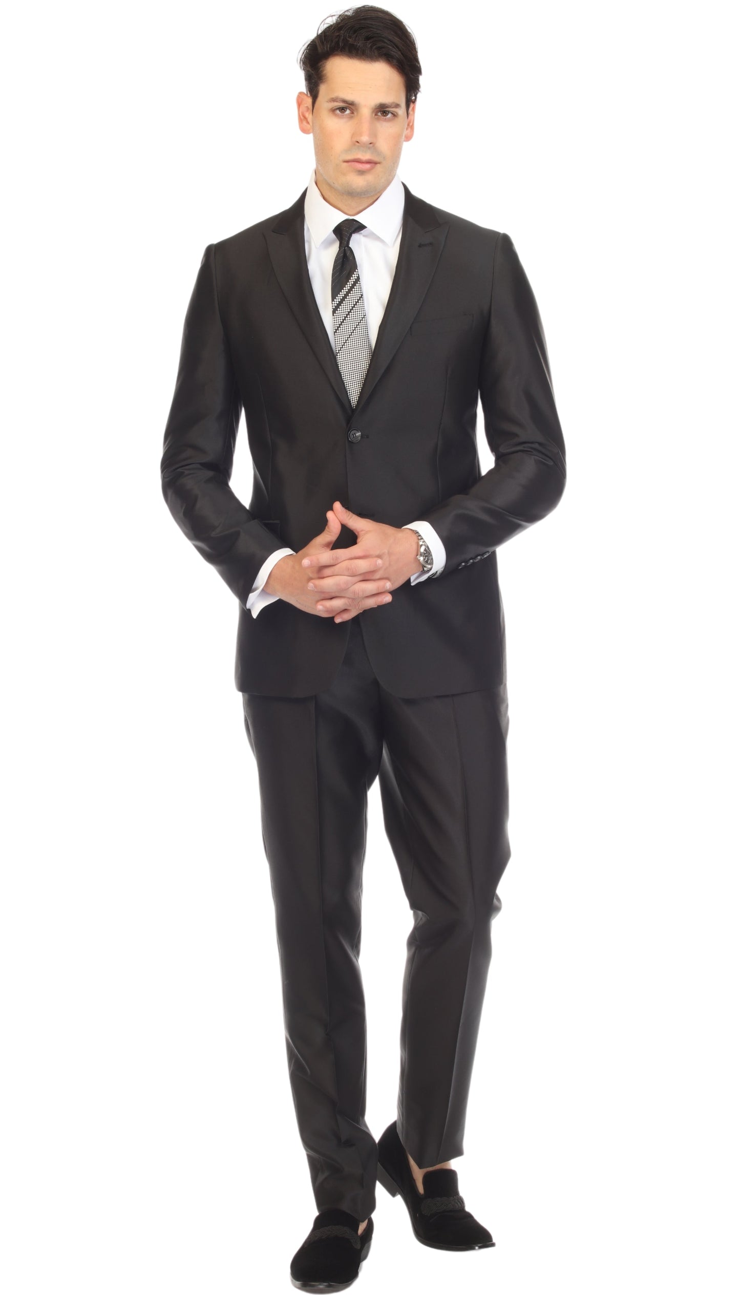 Oxford Black Sharkskin Slim Fit 2 Piece Suit