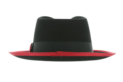 Ferrecci Jacob Trilby Soft 100% Australian Wool Felt Body With Removable Feather Red Black Hat Great for Travel