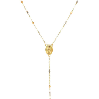 Collar Rosario Lariat de Oro Tricolor de 14k