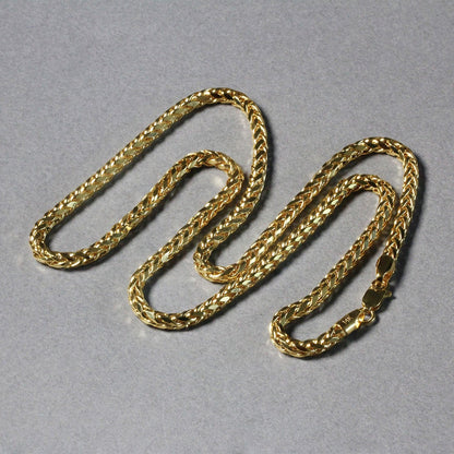 Cadena Franco redonda de oro amarillo de 14k con corte de diamante de 3,15mm