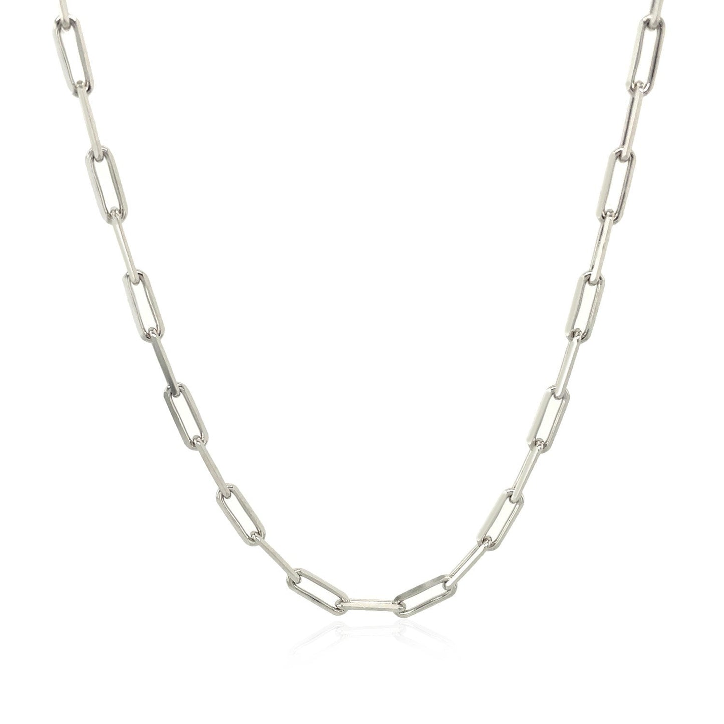 Cadena de eslabones ovalados de plata de ley con baño de rodio (2.5 mm)