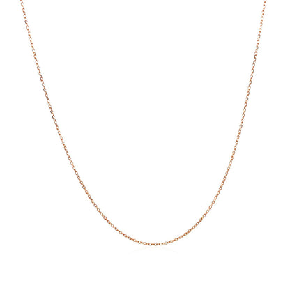 Cadena de eslabones tipo cable con corte de diamante en oro rosa de 14k y 0.7mm