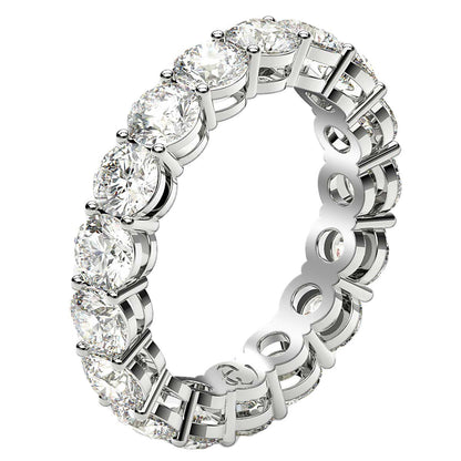 Anillo de Eternidad con Diamantes Redondos Cultivados en Laboratorio de Oro Blanco de 14k (3 quilates, FG/VS2)