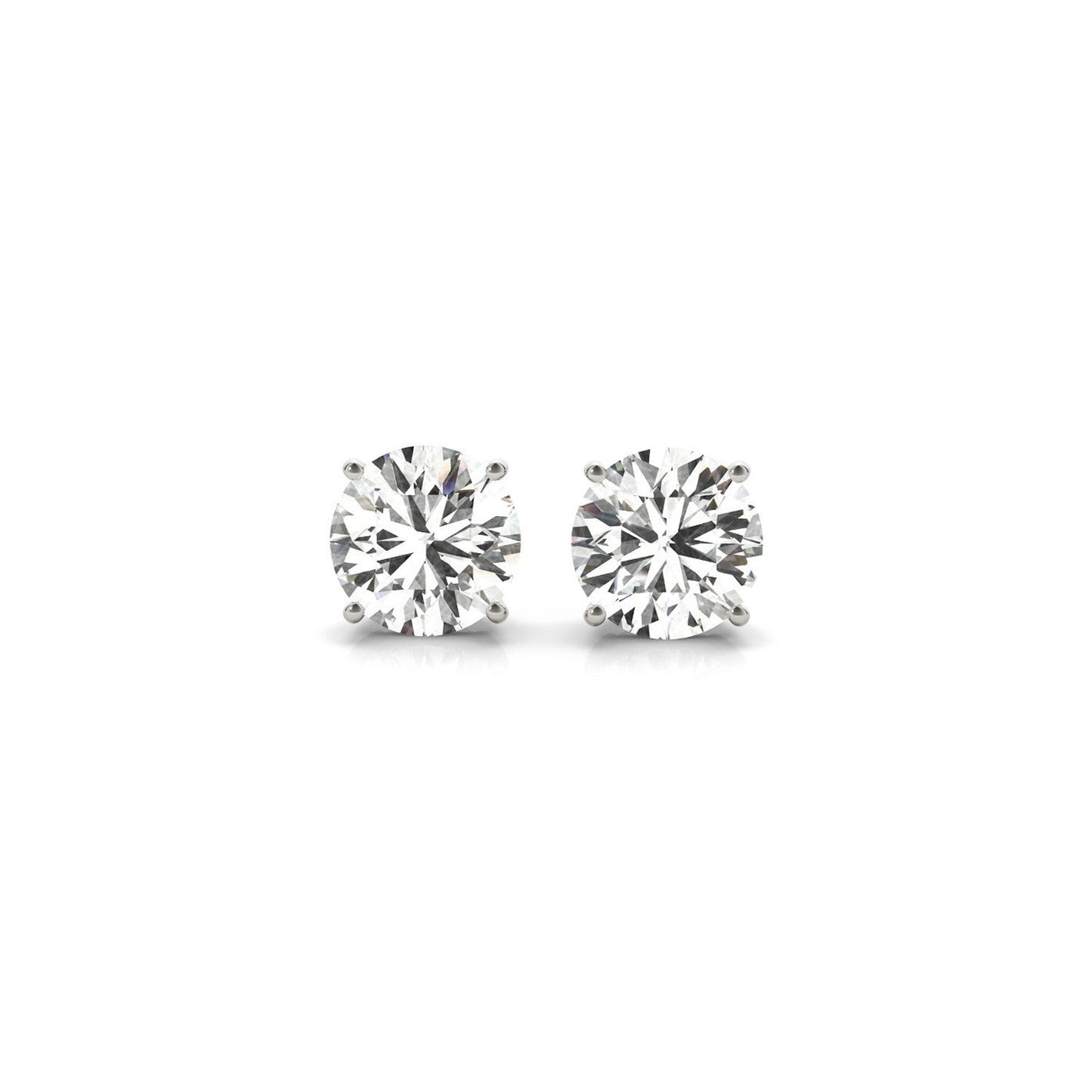 Pendientes de botón con diamante redondo de 2 quilates cultivado en laboratorio certificado IGI de oro blanco de 14k (G/VS2)