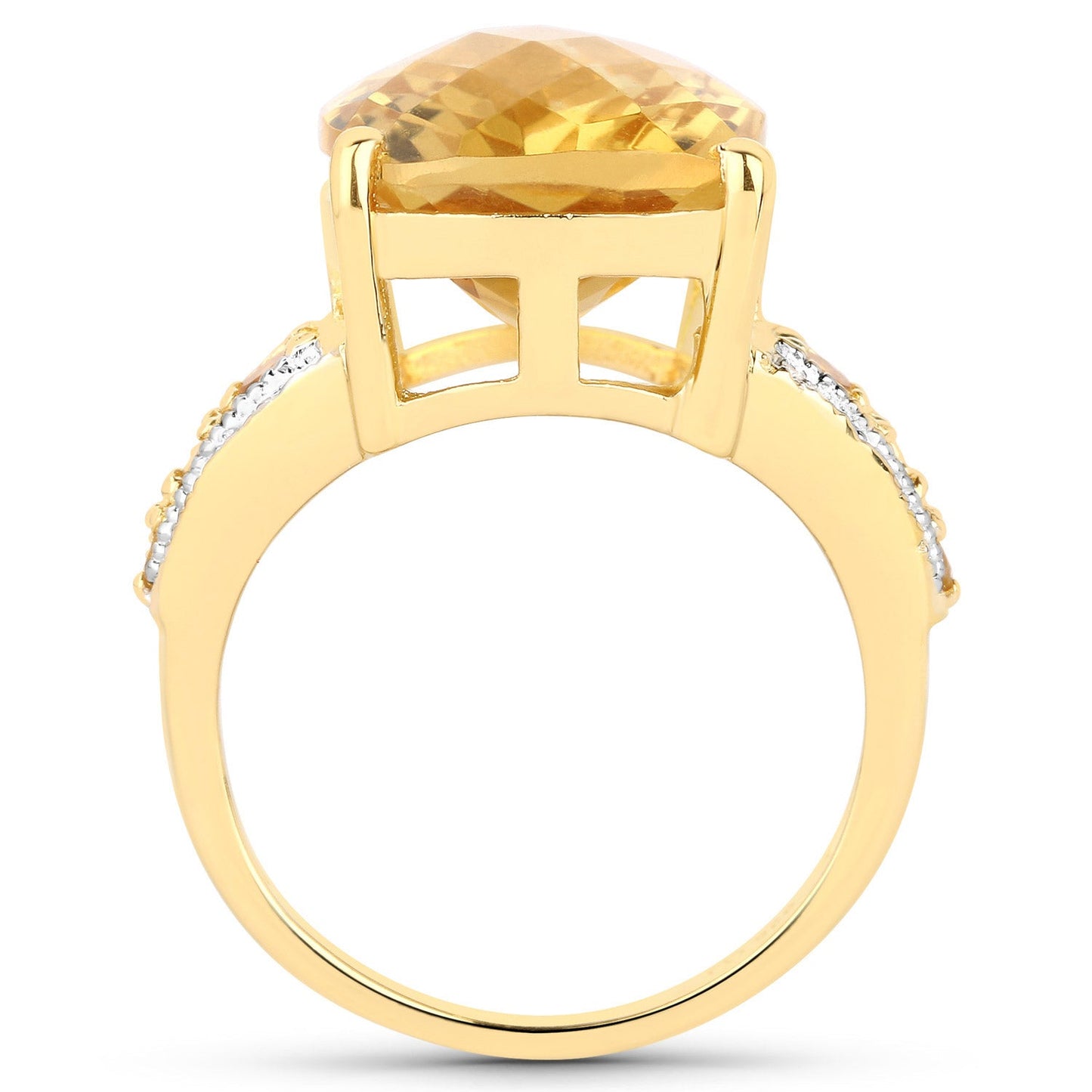 Anillo de plata de ley .925 con citrino genuino y topacio blanco de 8,44 quilates
