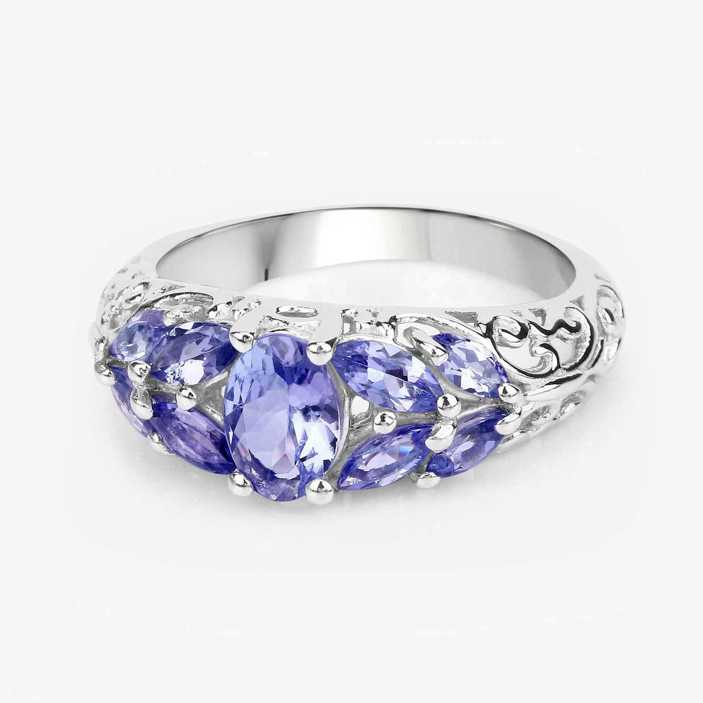 Anillo de plata de ley .925 con tanzanita genuina de 1.63 quilates