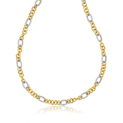 Collar con eslabones redondos y estilo cable de dos tonos de 14k