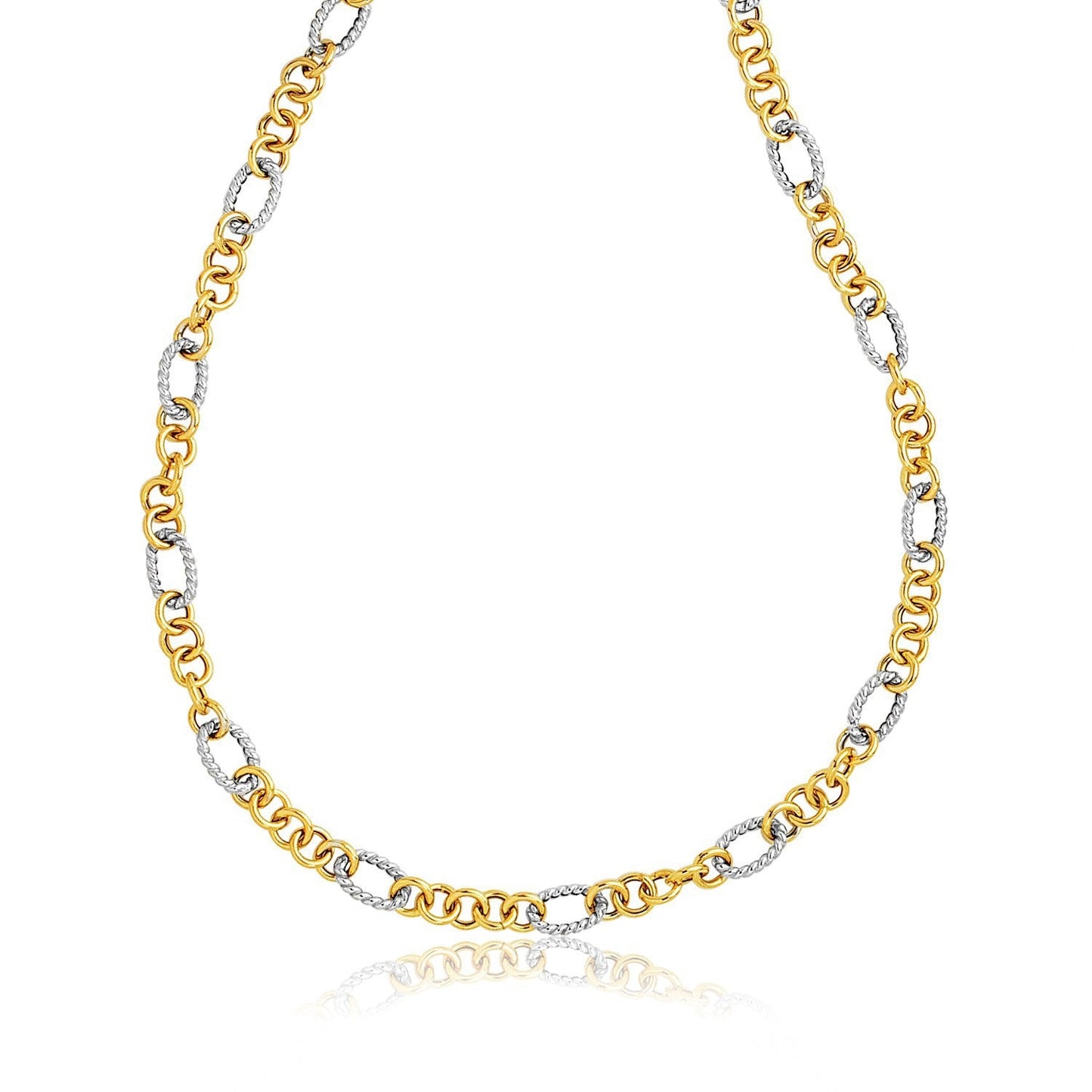 Collar con eslabones redondos y estilo cable de dos tonos de 14k