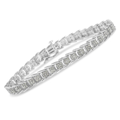 Pulsera de tenis de eslabones en forma de abanico de oro blanco de 10k con diamantes de 2 ct (claridad I-J, color I3) - Tamaño 7.25"