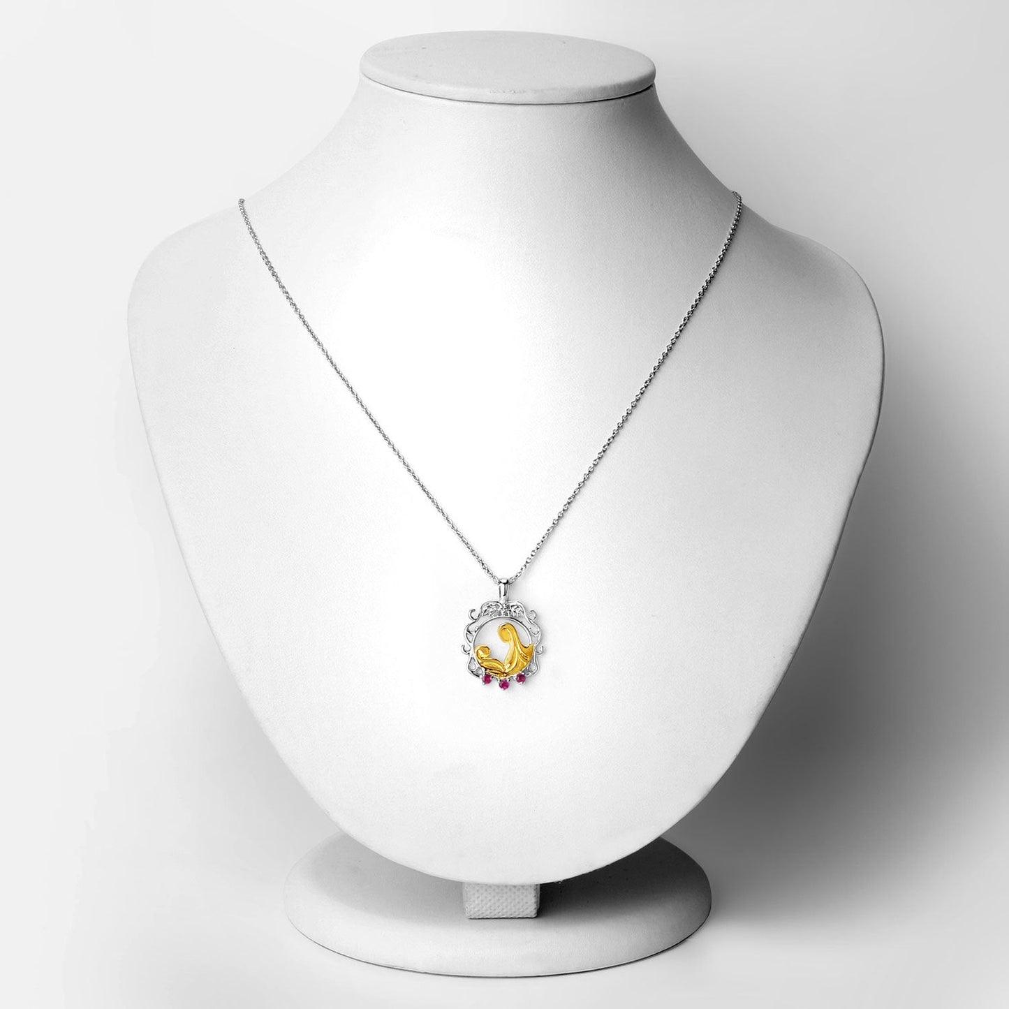 Colgante de plata esterlina .925 con rubí genuino de 0,14 quilates