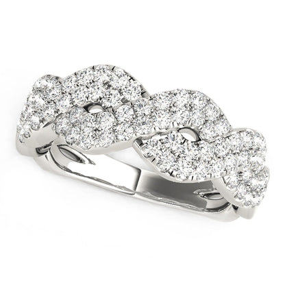 Anillo de ondas entrelazadas con diamantes en oro blanco de 14k (5/8 qt)