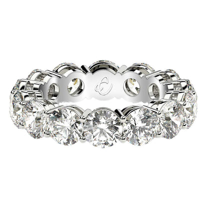Anillo de eternidad de diamantes redondos cultivados en laboratorio de oro blanco de 14k (6 quilates peso total FG/VS2)
