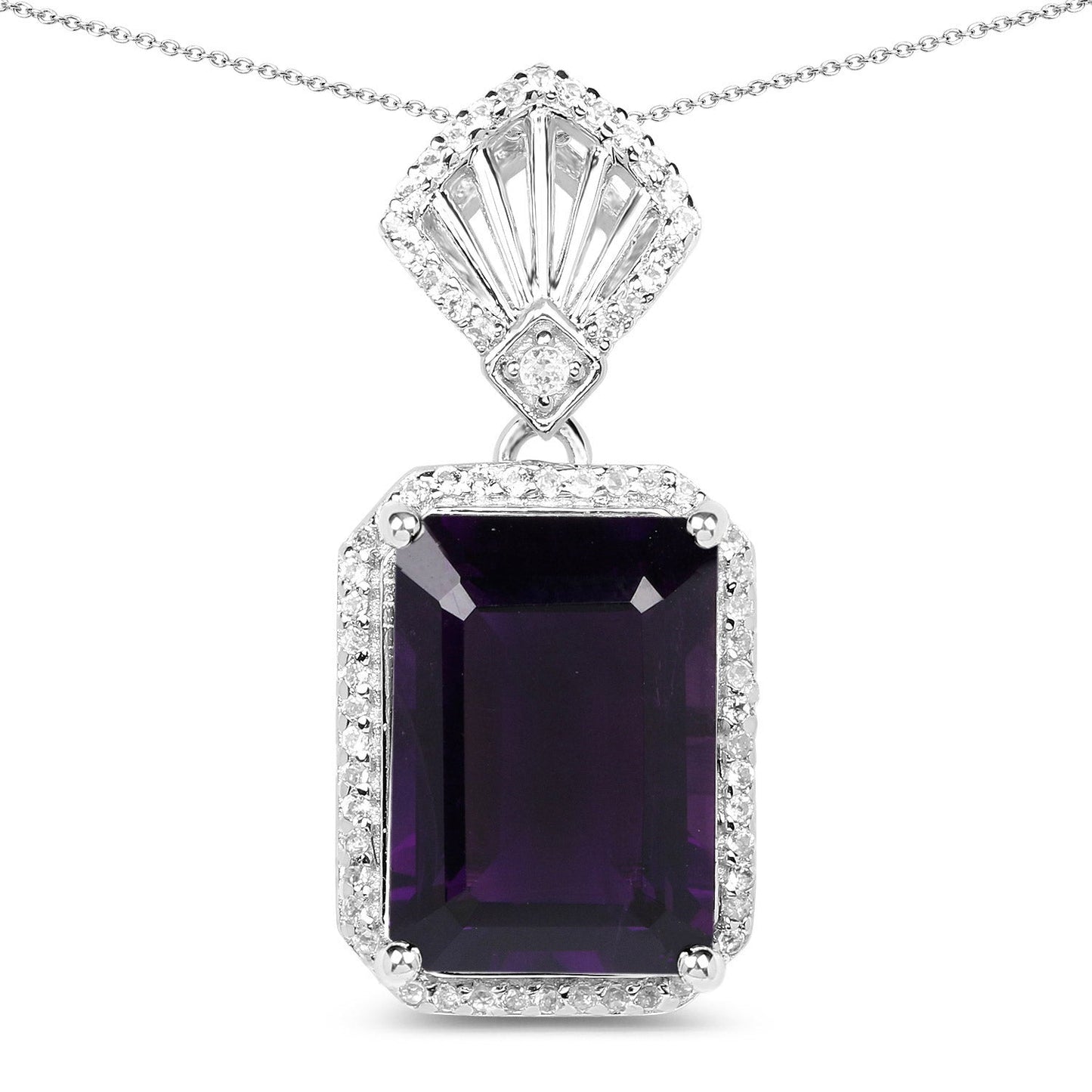 Colgante de plata esterlina .925 con amatista genuina y circonita blanca de 7.37 quilates