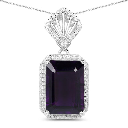 Colgante de plata esterlina .925 con amatista genuina y circonita blanca de 7.37 quilates