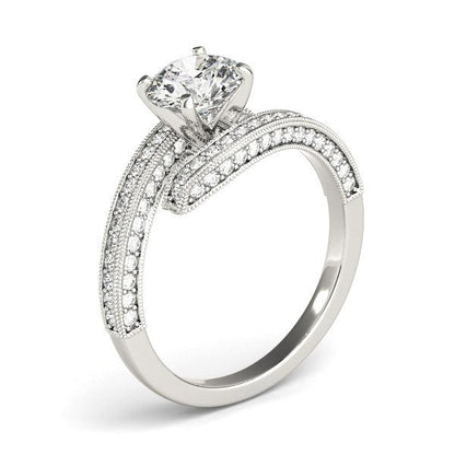 Anillo de compromiso de oro blanco de 14k con diamante redondo estilo "bypass" (1 1/2 ct. p.t.)