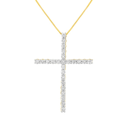 Collar con dije de cruz de diamantes de 2 1/2 cttw de plata esterlina .925 (H-I, I2-I3)
