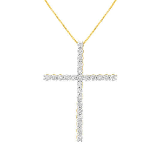 Collar con dije de cruz de diamantes de 2 1/2 cttw de plata esterlina .925 (H-I, I2-I3)