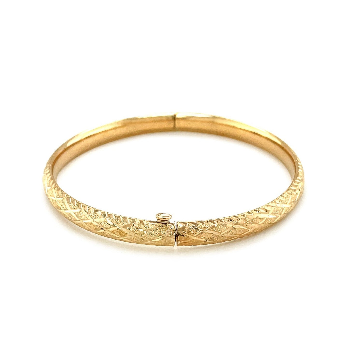 Pulsera para niños de oro amarillo de 14k con diseño de corte de diamante motivo domo
