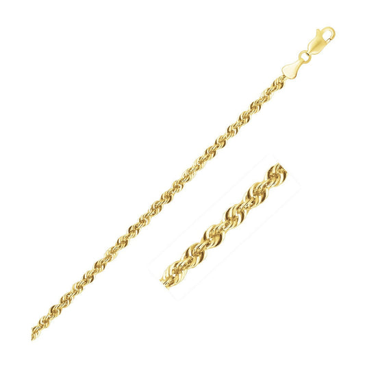 Cadena de soga ligera de oro amarillo de 10K (2.50 mm)